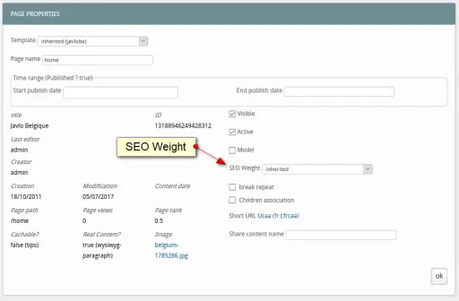 Own page: SEO Weight